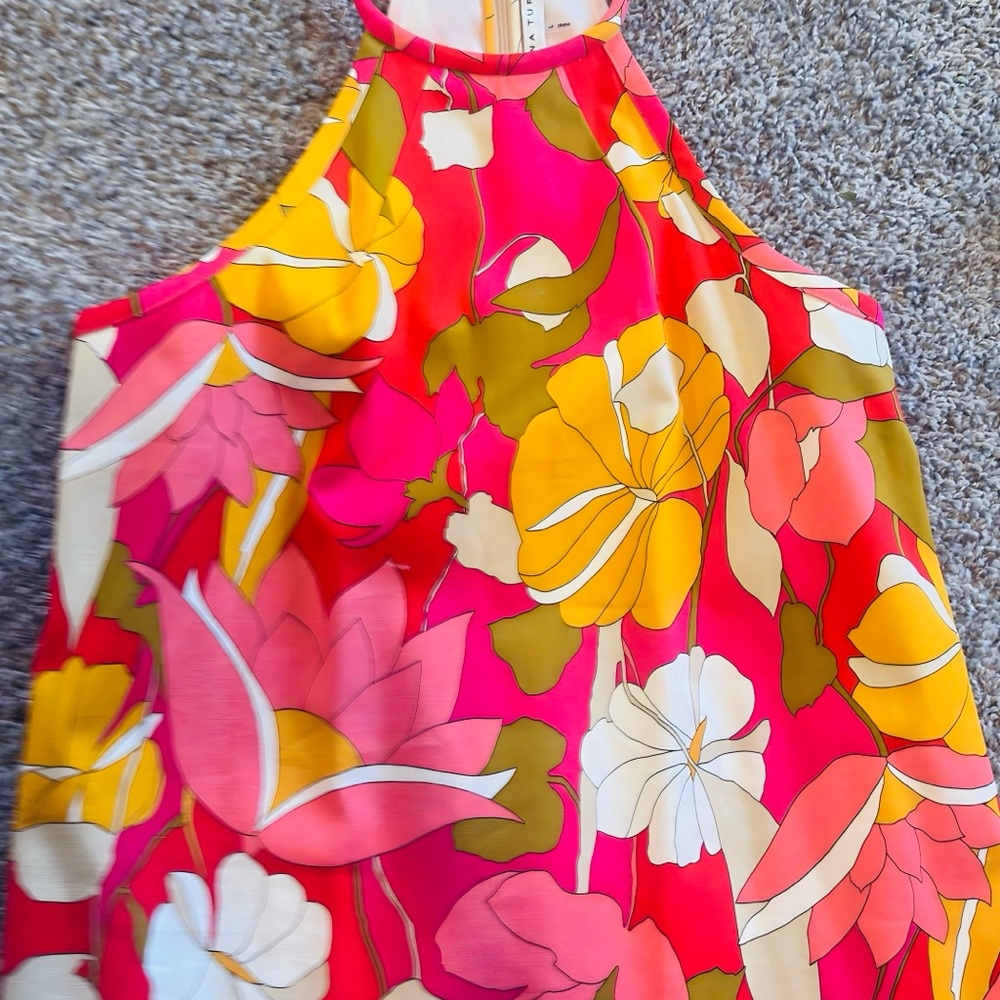NWOT Trina Turk Pink and Yellow Floral Top Retail $248 - Picture 3 of 8